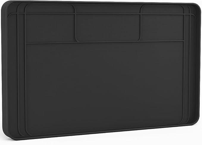 Premium Under Sink Mats for Kitchen Waterproof, 34" x 22" (Customizable to Smaller Sizes), Silicone Under Kitchen Sink Mat for Bathroom Cabinets (Black)