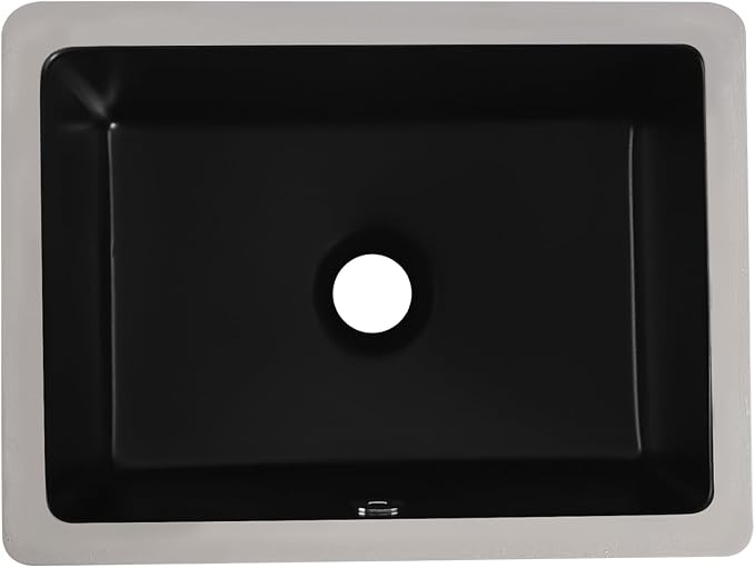 Small Undermount Bathroom Sink 16 Inch Matte Black Rectangular Porcelain Ceramic Vanity Basin with Overflow (15.7"x11.8") KDKSC