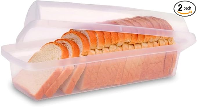 Tribello Bread Container Storage Box Clear Plastic, Homemade Loaf Bread Keeper, Bread Box Holder For Countertop, Tabletop Bread Cover - 2 Pack - BPA Free
