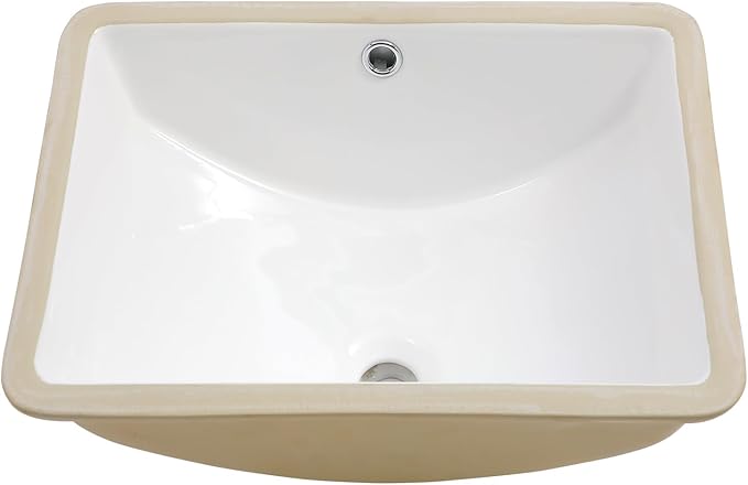 Mocoloo Undermount Bathroom Sink 18 x 14 Inch Rectangle Porcelain White Ceramic Bathroom Sink Deep Basin with Overflow Drain Under the Counter Rectangular Undermount Vanity Sink for Lavatory