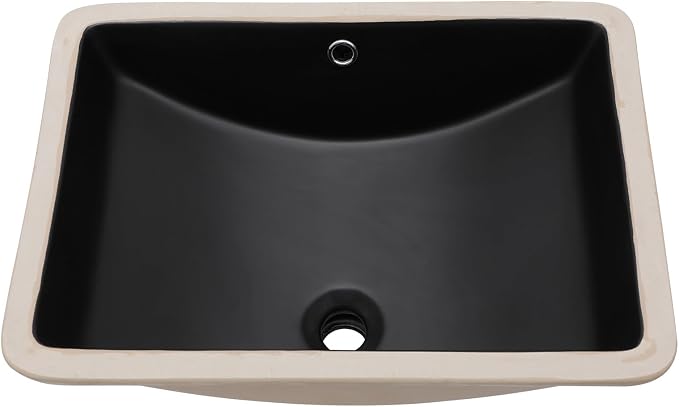 Lordear Undermount Black Bathroom Sink 21x15 Inch Bathroom Vanity Sinks Undermount Rectangle Black Porcelain Ceramic Bathroom Under Counter Lavatory Vanity Sink Basin with Overflow
