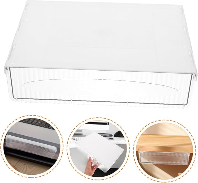 Uonlytech Desk Drawer Organizer Box Hidden Storage Solution for Office Supplies No Drill Pull-Out Design for Home and Office Use
