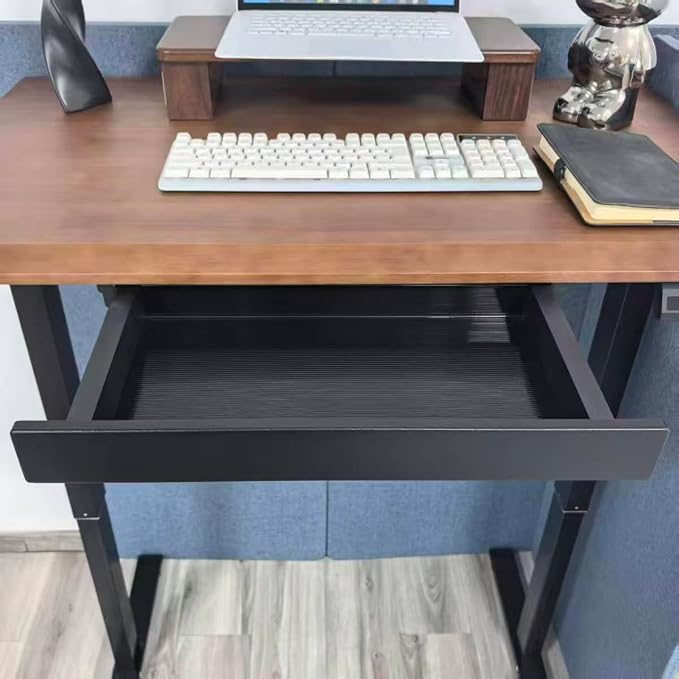 Under Desk Mounted Sliding Drawer to Pull Out, Attachable Desk Pencil Drawer with Ball-Bearing Slides, Metal and Plastic Storage Drawer (Black)
