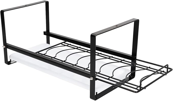 Kitchen Cabinet Storage Shelf Rack Durable Organization for Home (Black)