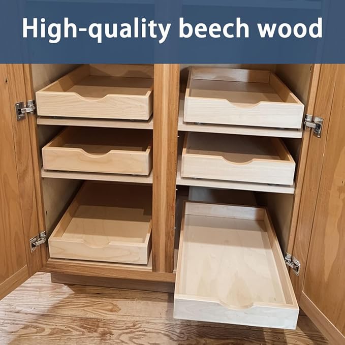 Pull Out Cabinet Drawers - 6x2 Size Options (12-23'W,18-21'D), Pre-Assembled with Soft Close Slides, Solid Beechwood, Easy Installation(21'W x 21'D)