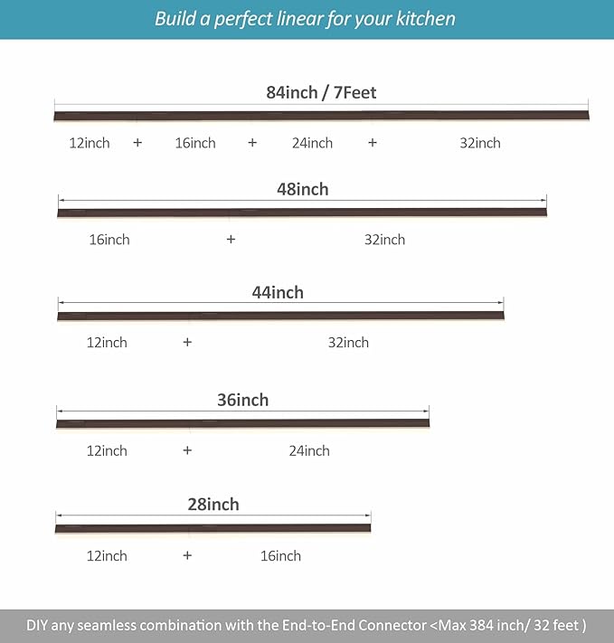 Leetdud Under Cabinet Lighting Plug in, 24 Inch 2 Pcs, Linkable AC120V 3CCT 3000K/4000K/5000K Ultra Slim, LED Under Cabinet Lights for Counter Light, Kitchen, Shelf, Sink, Workshop, Desk, Bronze