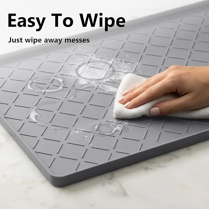 Mateeylife Under Sink Mats for Kitchen Waterproof 22"X19", Undersink Protectors,Silicone Mat Cabinet Liner, Under Sink Organizer for Bathroom and Kitchen,Boot Tray Pet Food Mat, Dark Grey