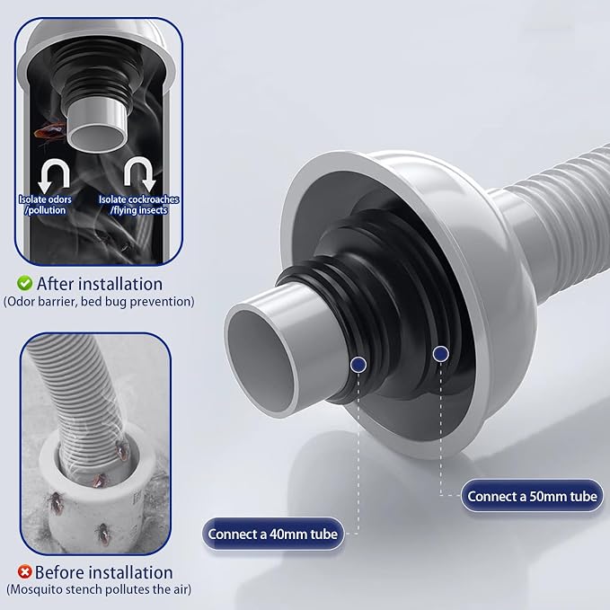 Bathroom Sink Drain Kit with Flexible Expandable Pipe: Odor-Free & Backflow-Preventing, Space-Saving Design without a P-trap, For 1-1/4'' & 1-1/2'' Drain Hole (Gold, With Overflow)