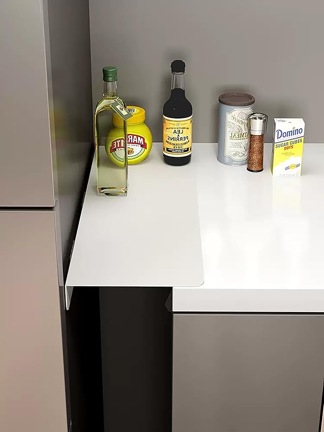 Metal Kitchen Refrigerator Gap Partition Side Panel For Crack Behind Refrigerator Kitchen Partition Panel No Drill Countertop Gap Extension Board(White,7.87 * 7.87inch)