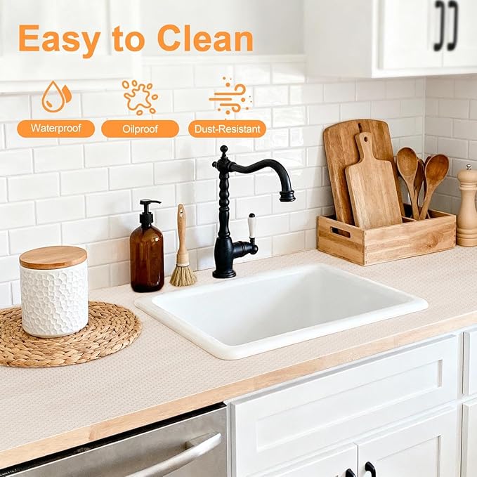 FEXIA Shelf Liner 20 Inch x 20 FT Clear Non Slip Waterproof Cabinet and Drawer Liner for Kitchen Cabinet Refrigerator Pantry Closet Durable Non Adhesive