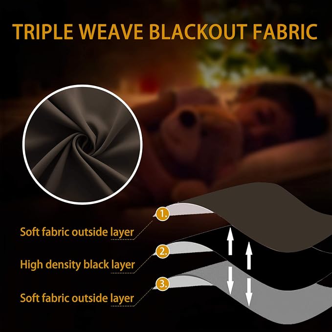 KOUFALL 30 Inch Small Window Curtains, Thermal Blackout Curtains for Kitchen Over Sink Bathroom Window Cabinet Bedroom, 34W x 30 in Length, Chocolate Brown
