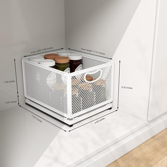 Pull out Cabinet Rack Organizers, No-Drill Slide Organizer Under Sink Organizer, Strong & Sturdy Expandable Cabinet Drawers, For Kitchen, Bathroom, Pantry(D,11.8*9.4*8.3inch/30*24*21.2cm)