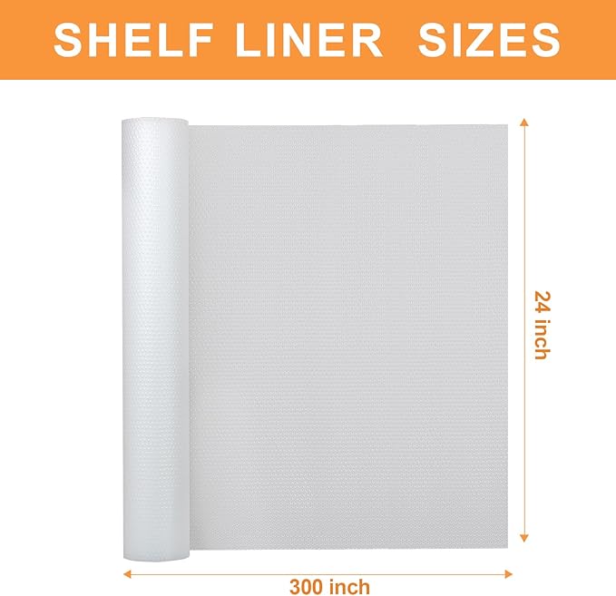 24-inch Wide Cabinet Shelf Liner: Clear Waterproof Large Under Sink Mat - 24 in x 25 FT Translucent Easy to Cut Non-Adhesive Kitchen Drawer Mat for Bathroom Cupboard