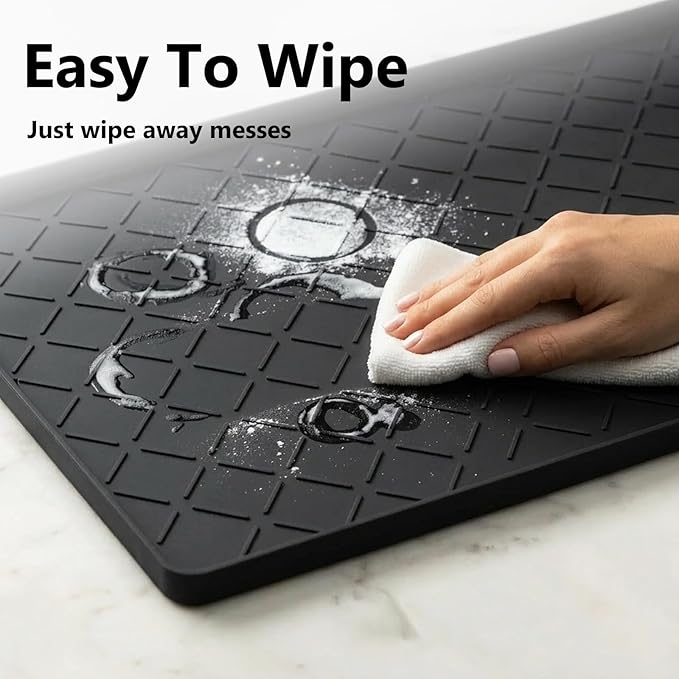 Mateeylife Under Sink Mats for Kitchen Waterproof 28"X19", Undersink Protectors,Silicone Mat Cabinet Liner, Under Sink Organizer for Bathroom and Kitchen,Boot Tray Pet Food Mat, Classic Black