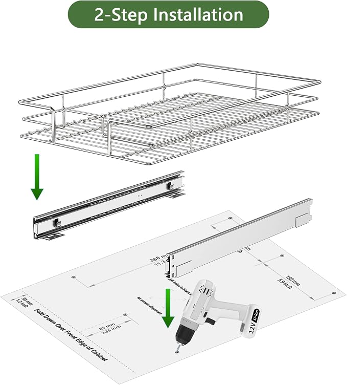 LOVMOR Pull Out Cabinet Organizer 22½" W x 21½" D, Kitchen Cabinet Pull Out Shelves Slide Out Storage