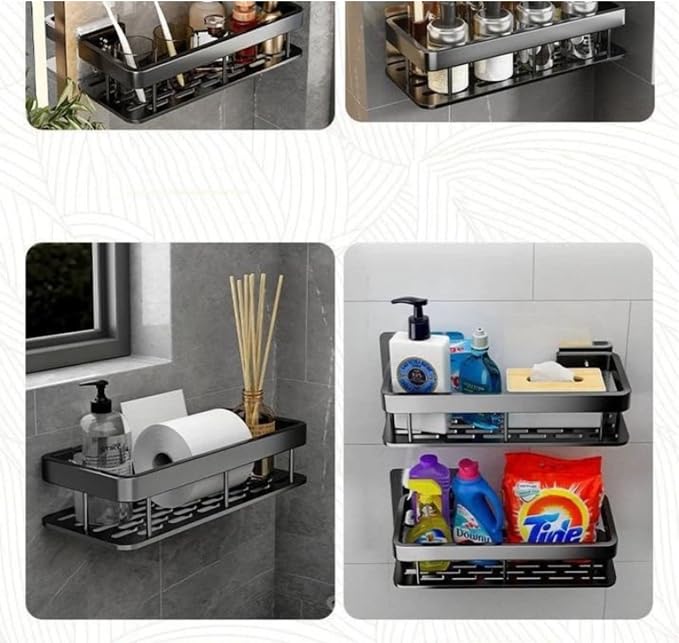 No-Drill Bathroom Storage Rack, Thickened Plastic Reinforced Bathroom Organizer