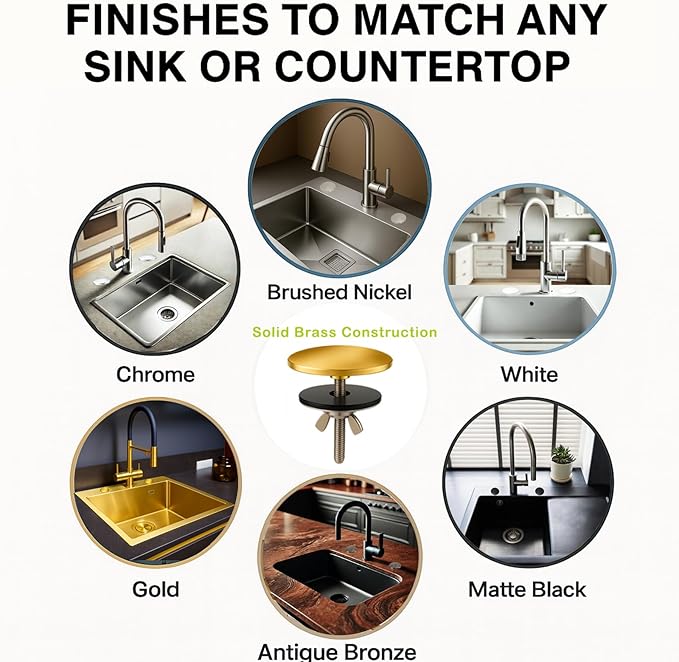2 Pcs Solid Brass Kitchen Sink Hole Cover, 2 Inch Faucet Hole Cover, Polished Chrome Finish Tap Hole Plate Stopper Cover, Countertop Hole Cover for Kitchen and Bathroom Sinks (Polished Chrome)