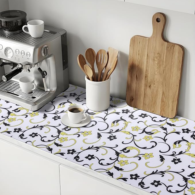 Shelf Liners Non Adhesive 5Rolls*17.7'' X 96'' Drawer Liner for Kitchen Cabinets, Waterproof Shelf Liners Durable Anti-Slip for Kitchen Cabinets Cupboard Liner