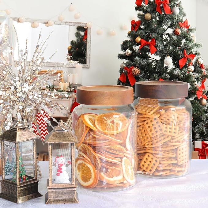40 oz Glass Jars with Airtight Lid Spice Herb Jar Glass Coffee Ground Canister Clear Food Storage Jar for Sugar Cookies Tea Bean Spice Bath Salts (1200ml/40oz-2pack-A)