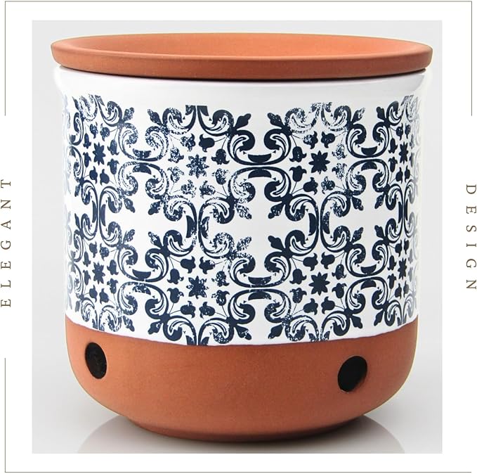Okavango Ceramic Garlic Keeper - garlic keepers - garlic storage container- Garlic Holder Countertop -Garlic Jar - garlic keeper for counter - garlic container (Terracotta, 16oz)