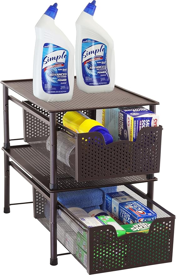 Simple Houseware Stackable Cabinet Basket Drawer Organizer, Bronze