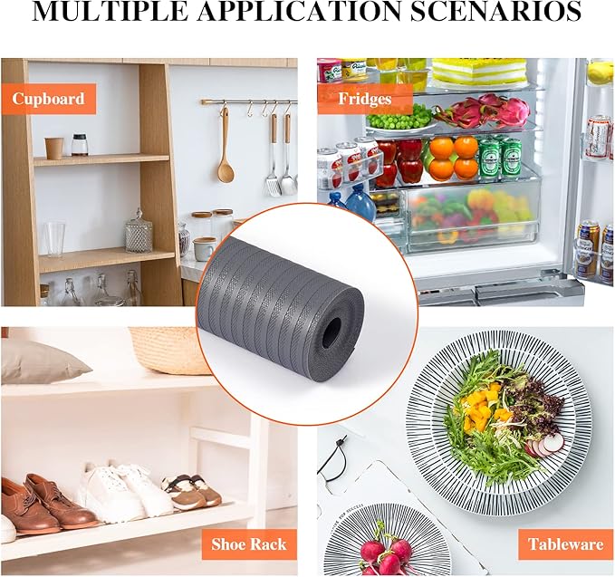Mcrbeay Shelf Liners for Kitchen Cabinets, Non-Adhesive, 17.5 Inch x 30Ft, Non-Slip Kitchen Drawer Liner, Waterproof Durable Cabinet Liners for Shelves, Pantry, Dark Gray