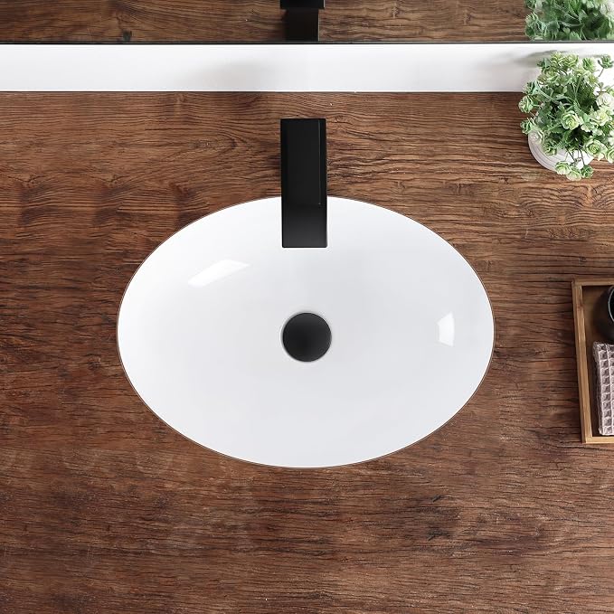 Undermount Bathroom Sink 20.5"x15.4" Oval Undermount Sink White Ceramic Bathroom Sinks Under Counter Basin with Overflow