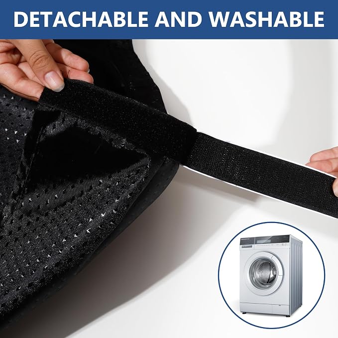 Fabric Sink Skirt for Pedestal Sinks – Waterproof Under Sink Curtain Skirt to Hide Cleaning Supplies – Self-Adhesive, Easy Install, 55 x 32 Inch Bathroom Storage Solution(Black)