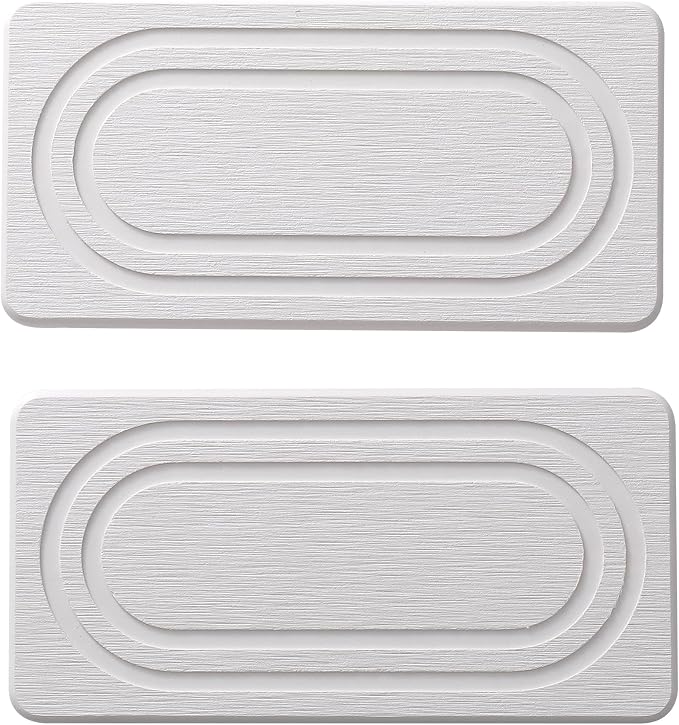 2PCS Water Absorbing Stone Tray for Sink, Quick Drying Diatomite Bathroom Tray Countertop, Stone Drying Mat for Kitchen Counter Faucet, Soap Dish Dispenser Vanity Organizer, White-7.9" x 4"