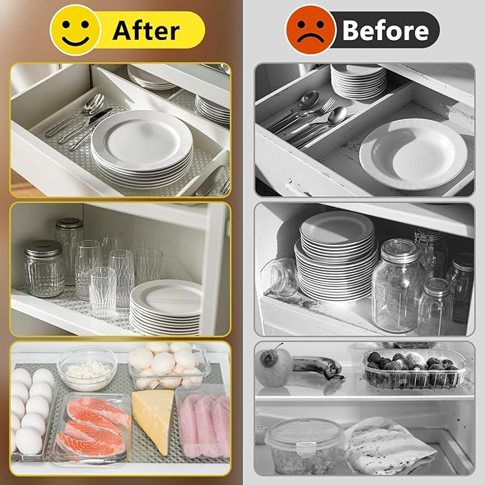 Refrigerator Liner, Waterproof Shelf and Drawer Liners for Kitchen Cabinet, Bathroom Under Sink Mat Non Adhesive Fridge Liner EVA Place Mats Roll - Clear 17.7"×118"