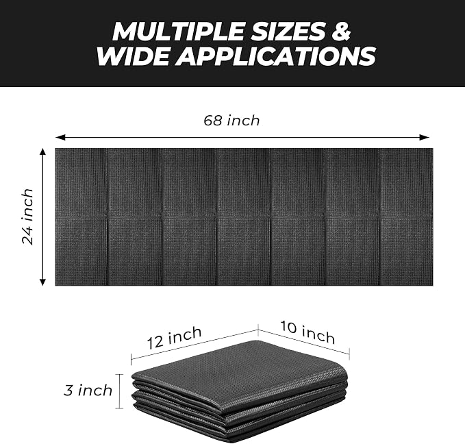 Black Shelf Liner for Under Sink - 5 mm Thick Strong Grip Non-Slip Large Toolbox Drawer Mat for Wire Shelving Cabinet - 24 in Wide × 68 Inch
