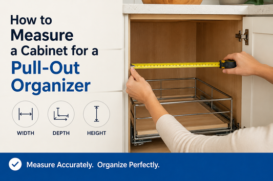 Measuring a cabinet interior for a pull-out organizer – width, depth, and height guide