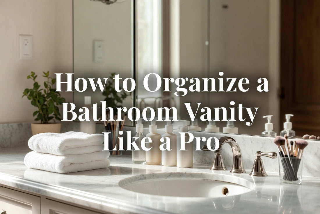 Neatly organized bathroom vanity with drawer organizers and under-sink storage solutions