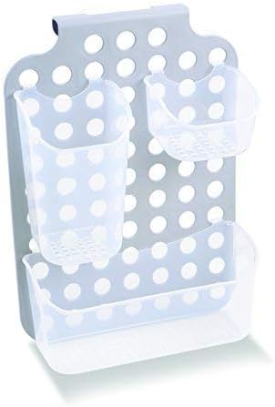 madesmart Adjustable Hanging Storage, Over-Door Organizer with 3 Adjustable Bins for Garbage Bags, Dish Soap, Sponges & Cleaning Supplies, Space-Saving Design, Grey