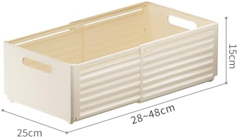 Extendable Pull-Out Cabinet Organizer, Depth Adjustable 28-48cm/11-19, Stackable Retractable Foldable Plastic Storage Bins - No Drilling, Ideal for Kitchen, Pantry & Bathroom