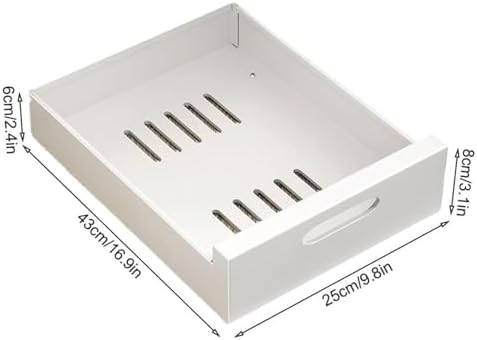 2PCS Heavy Duty Pull Out Cabinet Shelves - Drill-Free Slide Out Storage Drawers for Kitchen & Bathroom - 40cm Black Solution，White 25cm