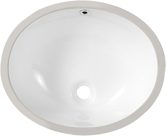 18"x15" Oval Shape Undermount Bathroom Vessel Sink, Ceramic White Vanity Top Sink with Overflow