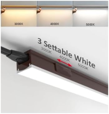 Leetdud Under Cabinet Lighting Plug in, 32 Inch 1 Pc, Linkable AC120V 3CCT 3000K/4000K/5000K Ultra Slim, LED Under Cabinet Lights for Counter Light, Kitchen, Shelf, Sink, Workshop, Desk, Bronze