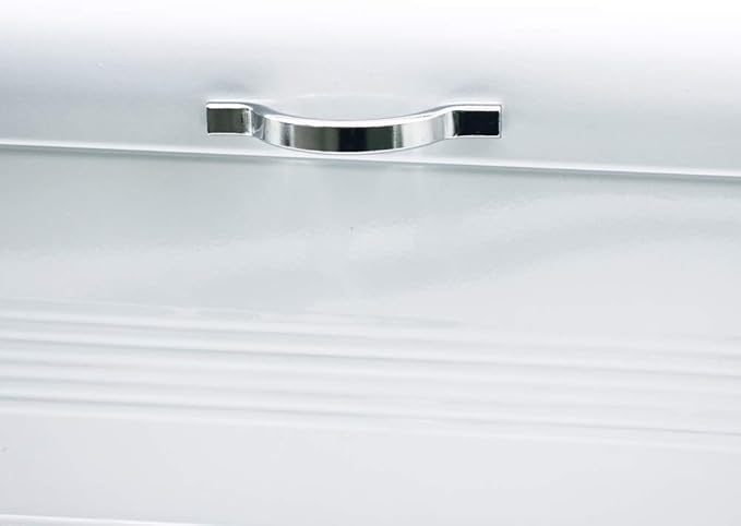 Brightalk Large Bread Box for Kitchen, Metal Bread Storage Bin with Lid, 16.3"x9"x6.7", White