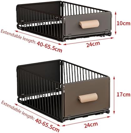 2 Pack Under Sink Pull Out Cabinet Organizer - No Drilling, Adhesive Strips, Silent Full Extension Slides for Easy Storage and Access - Slide Out Drawer Solution