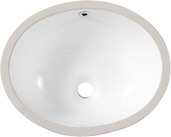16.5"x13.4" Oval Shape Small Undermount Bathroom Vessel Sink, Ceramic White Vanity Top Sink with Overflow