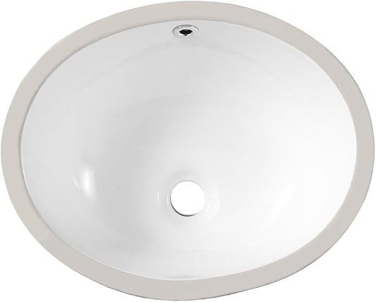 16.5"x13.4" Oval Shape Small Undermount Bathroom Vessel Sink, Ceramic White Vanity Top Sink with Overflow