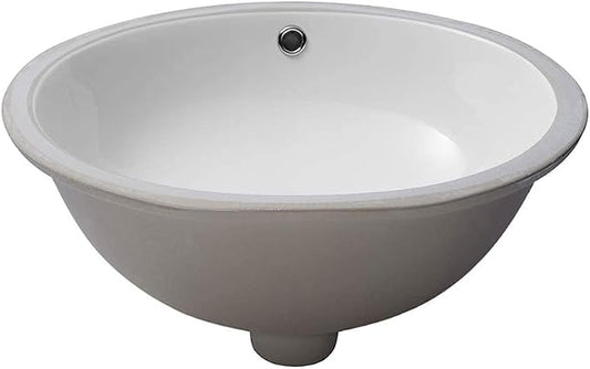 Lordear Undermount Bathroom Sink 19x16 Inch Bathroom Vanity Sink Undermount Round White Porcelain Ceramic Bathroom Under Counter Lavatory Vanity Sink Basin with Overflow