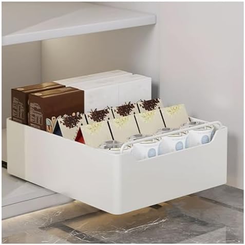 No-Drill Pull-Out Cabinet Organizer with Raised Design, 14cm Height, Removable for Easy Cleaning - Kitchen Storage Solution for Cabinets, Bathroom, and Pantry Shelves