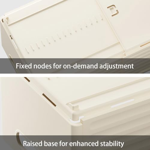 Adjustable Pull-Out Cabinet Organizer, 28-48cm Depth, Stackable & Foldable Plastic Storage Bins, No Drilling Required for Kitchen, Pantry, Bathroom Use