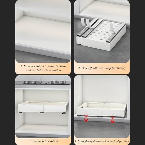 Under Sink Organizer 2 Pack - Expandable Kitchen & Bathroom Pull-Out Sliding Drawers, Adjustable Length Roll-Out Shelf for Max Efficient Storage & Space-Saving Solutions