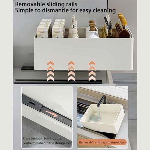 2 Pack Pull Out Cabinet Organizer - No Drilling, Adhesive Film Under Sink Storage, Kitchen & Bathroom Cabinet Organizers, Home Storage Solutions