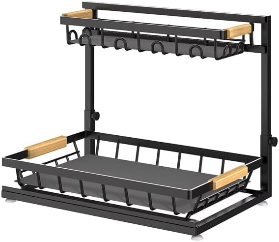 Expandable 2-Tier Under-Sink Organizer with Sliding Drawer – Adjustable Cabinet Storage Rack for Kitchen, Bathroom, Pantry, Heavy Duty Metal – Luxury Remedy
