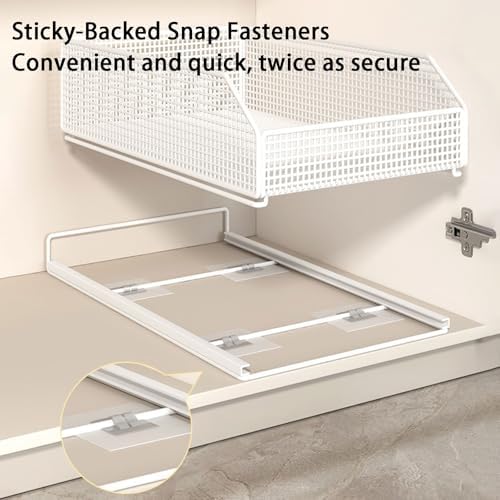 2 Pack Pull Out Cabinet Organizer - Slide Out Shelves for Kitchen, Bathroom & Bedroom Storage, No Drilling Required, Easy Install Pantry Organizer with Fixed Design