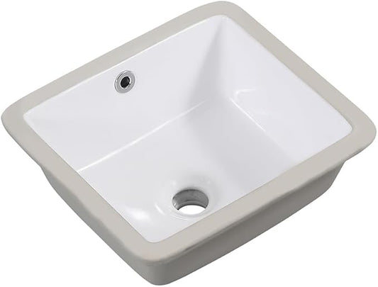 14in Undermount Bathroom Sink Rectangular, 14" x12.6" Small Vessel Sink Rectrangle Undermount Bathroom Sink White Ceramic Lavatory Vanity Vessel Sink with Overflow